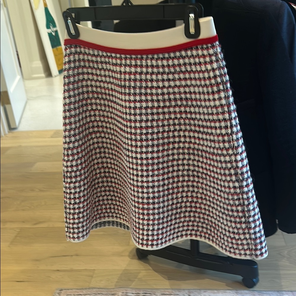 Sandro Red and White A-Line Skirt for Work